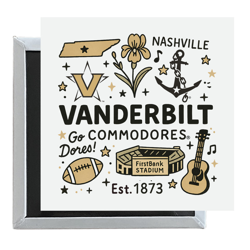 Vanderbilt University Officially Licensed 2.5"x 2.5" Fridge Magnet Medley Design