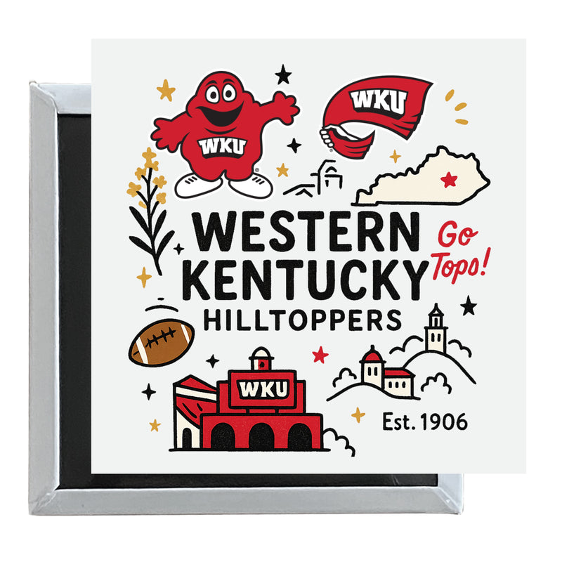 Western Kentucky Hilltoppers Officially Licensed 2.5"x 2.5" Fridge Magnet Medley Design