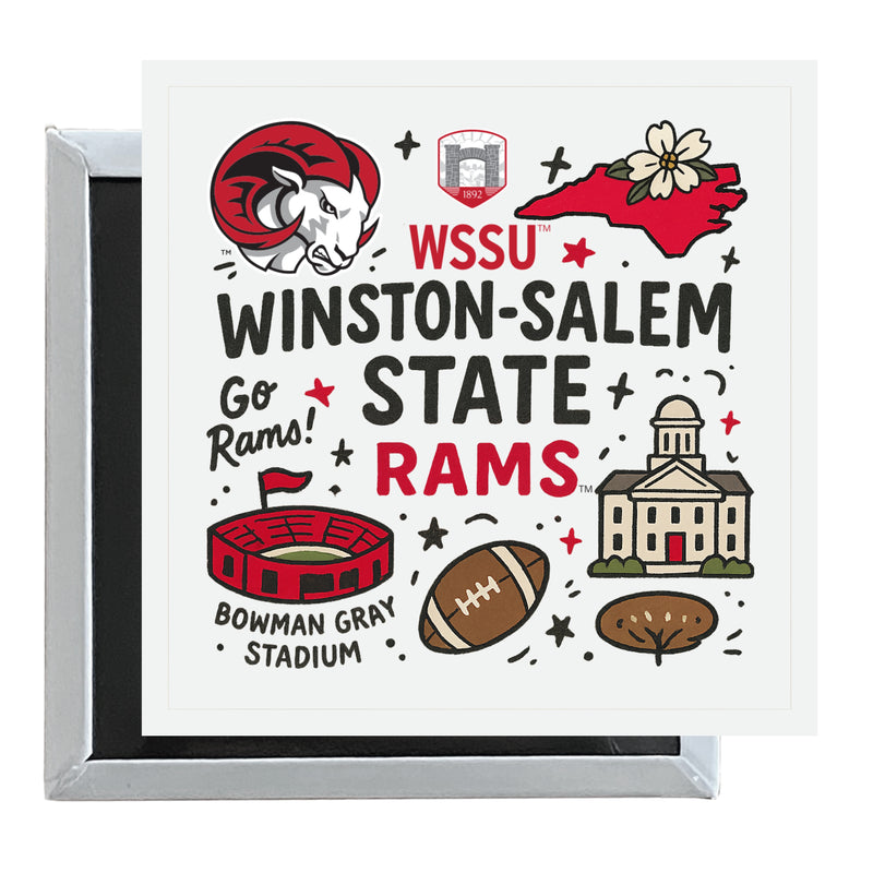 Winston-Salem State Officially Licensed 2.5"x 2.5" Fridge Magnet Medley Design