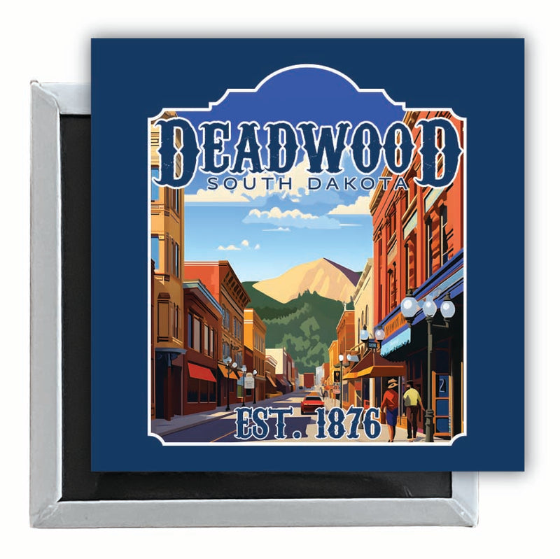 Deadwood South Dakota Wild West Design Souvenir 2.5 x 2.5-Inch Fridge Magnet Single