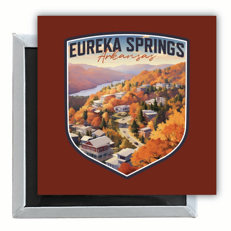 Eureka Springs Arkansas Little Switzerland of the Ozarks Design Souvenir 2.5 x 2.5-Inch Fridge Magnet 4-Pack