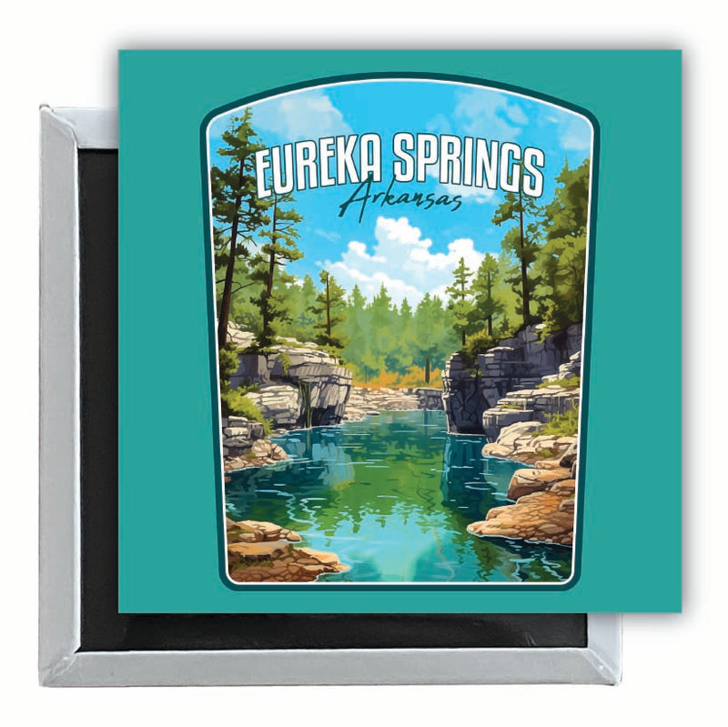Eureka Springs Arkansas Natural Springs Design Souvenir 2.5 x 2.5-Inch Fridge Magnet 4-Pack