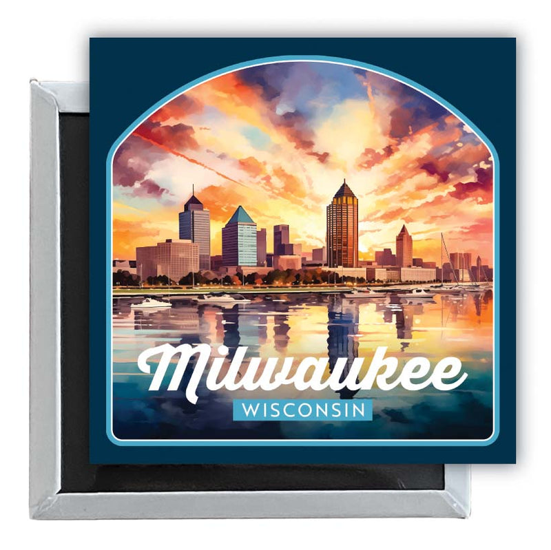 Milwaukee Wisconsin Design A Souvenir 2.5 x 2.5-Inch Fridge Magnet Single
