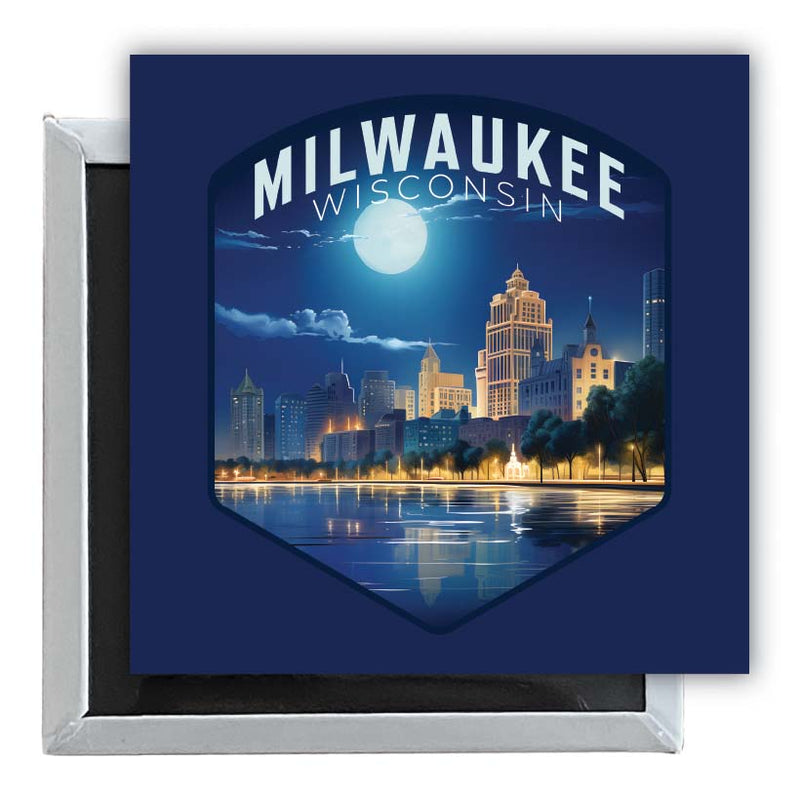 Milwaukee Wisconsin Design B Souvenir 2.5 x 2.5-Inch Fridge Magnet 4-Pack