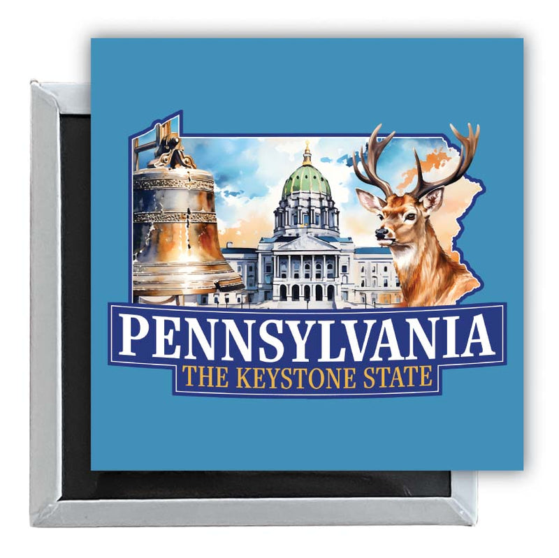 Pennsylvania Design D Souvenir 2.5 x 2.5-Inch Fridge Magnet 4-Pack