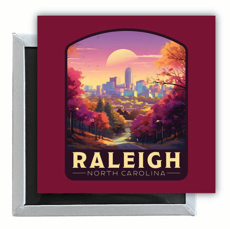 Raleigh North Carolina City of Oaks Design Souvenir 2.5 x 2.5-Inch Fridge Magnet 2-Pack
