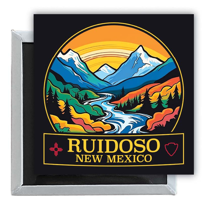 Ruidoso New Mexico Design B Souvenir 2.5 x 2.5-Inch Fridge Magnet 4-Pack