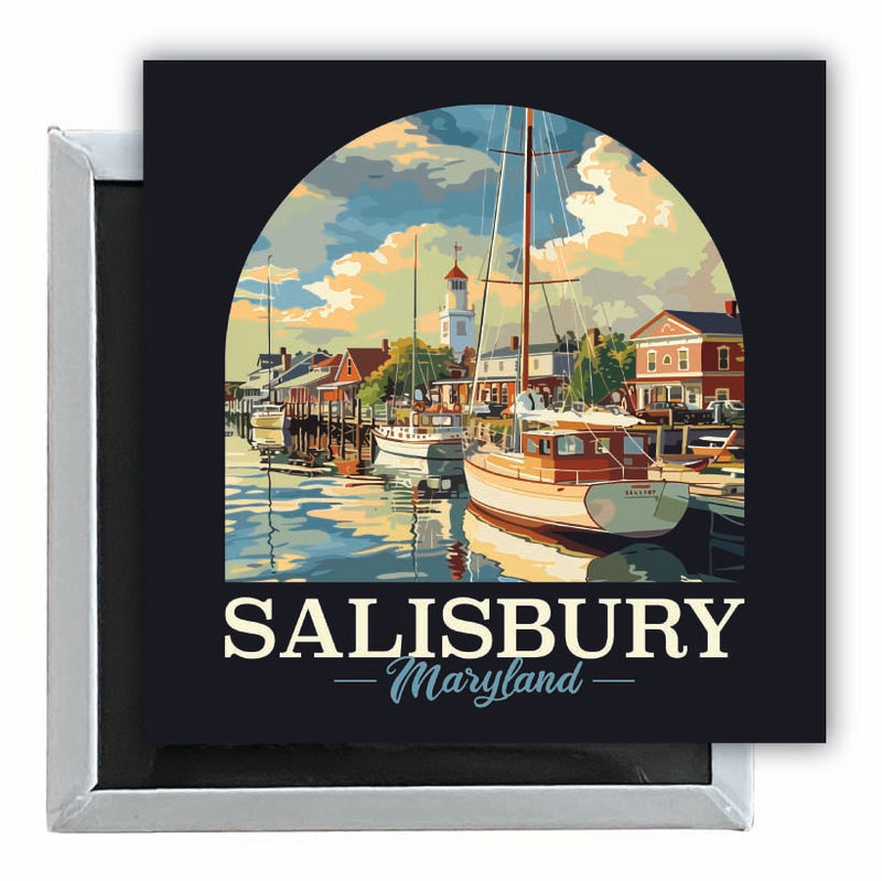 Salisbury Maryland Port of Salisbury Marina Design Souvenir 2.5 x 2.5-Inch Fridge Magnet Single