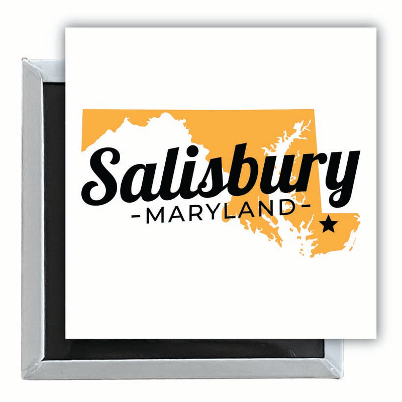 Salisbury Maryland State Shape Design Souvenir 2.5 x 2.5-Inch Fridge Magnet 4-Pack