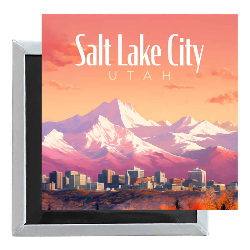 Salt Lake City Utah Design C Souvenir 2.5 x 2.5-Inch Fridge Magnet Single