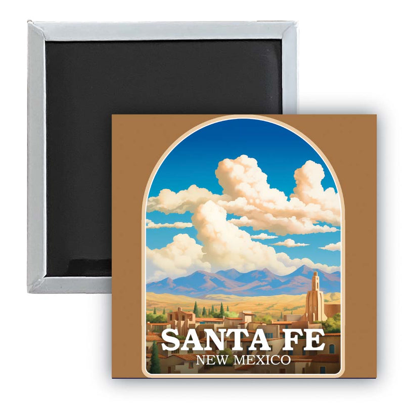 Santa Fe New Mexico Design A Souvenir 2.5 x 2.5-Inch Fridge Magnet 4-Pack