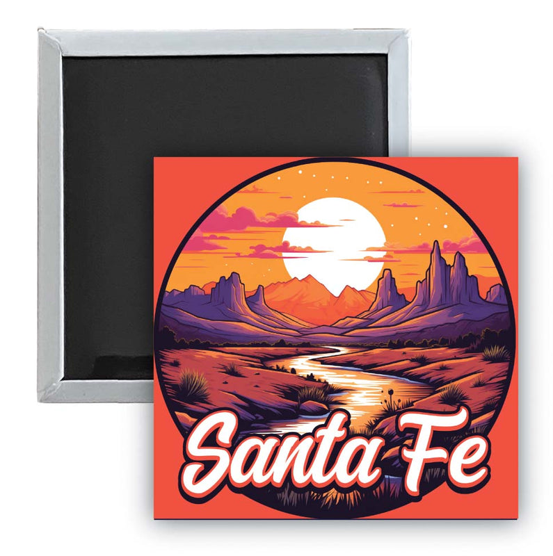 Santa Fe New Mexico Design B Souvenir 2.5 x 2.5-Inch Fridge Magnet Single