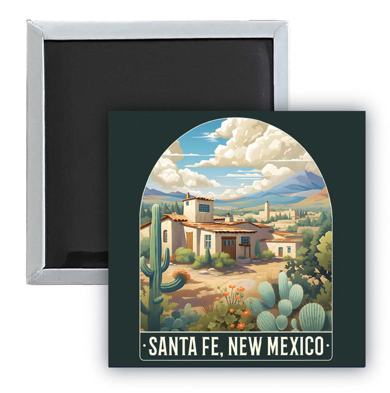 Santa Fe New Mexico Design C Souvenir 2.5 x 2.5-Inch Fridge Magnet 4-Pack
