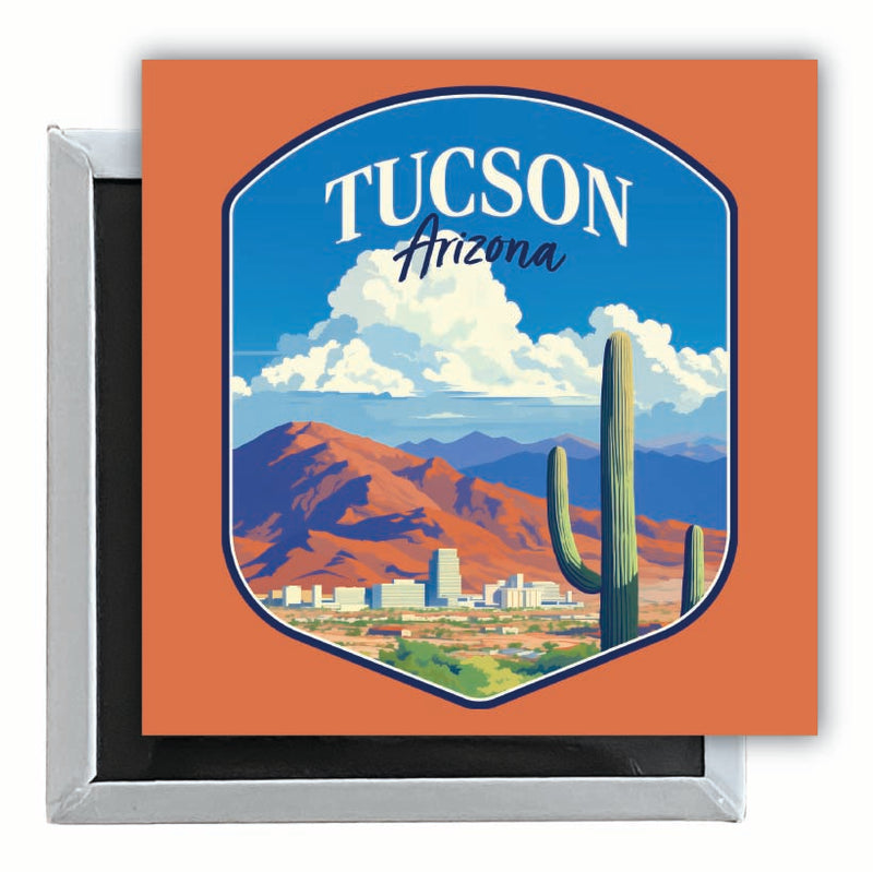Tucson Arizona Desert Mountains Design Souvenir 2.5 x 2.5-Inch Fridge Magnet 2-Pack