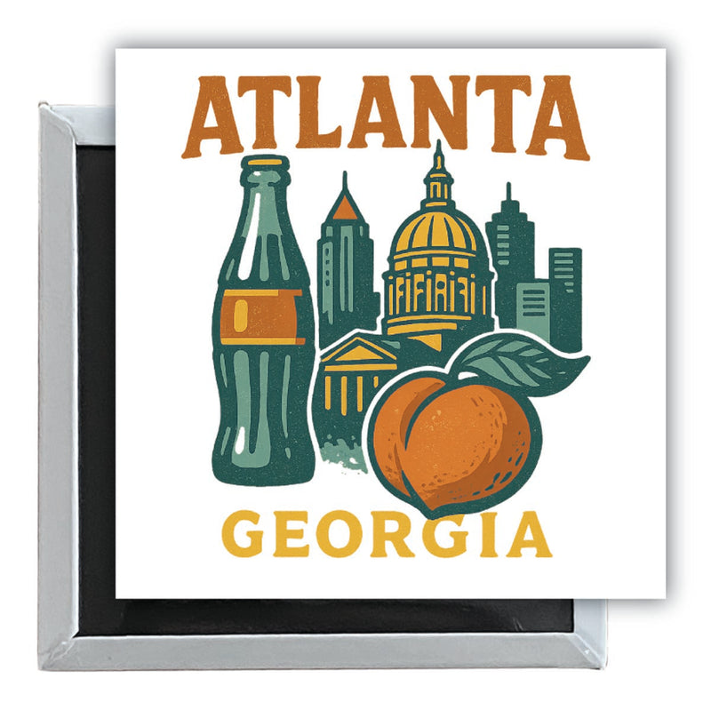 Atlanta Georgia Vintage Design Souvenir 2.5 x 2.5-Inch Fridge Magnet