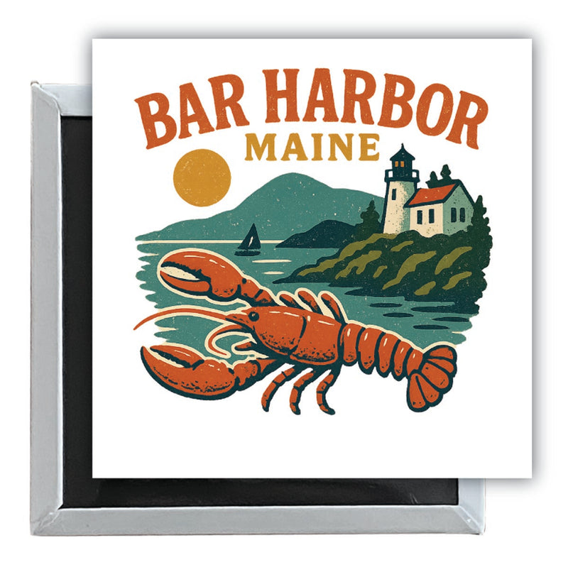 Bar Harbor Maine Vintage Design Souvenir 2.5 x 2.5-Inch Fridge Magnet