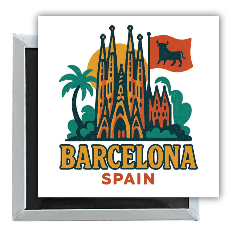 Barcelona Spain Vintage Design Souvenir 2.5 x 2.5-Inch Fridge Magnet