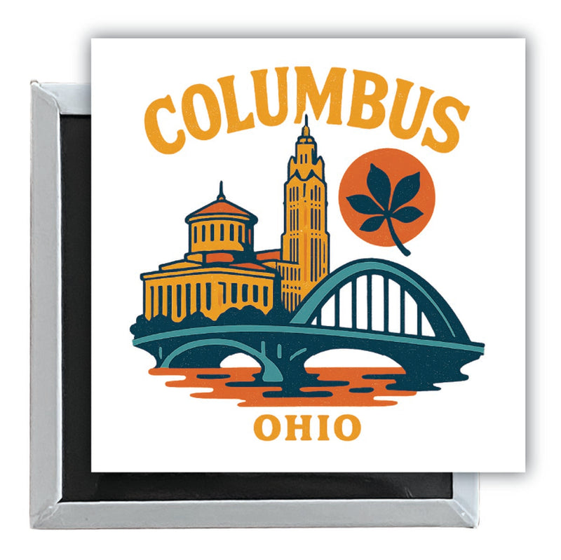 Columbus Ohio Vintage Design Souvenir 2.5 x 2.5-Inch Fridge Magnet