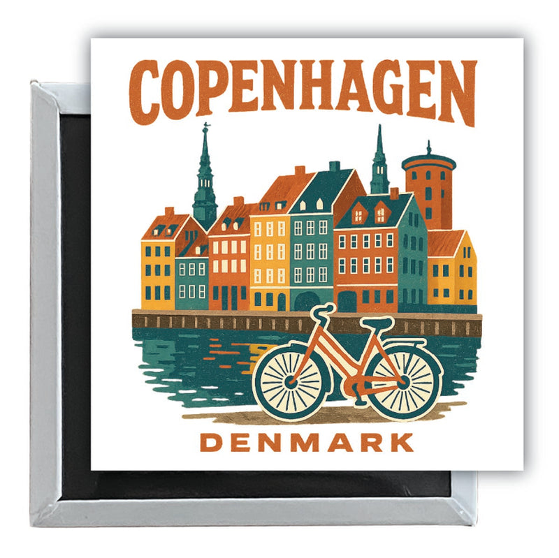 Copenhagen Denmark Vintage Design Souvenir 2.5 x 2.5-Inch Fridge Magnet