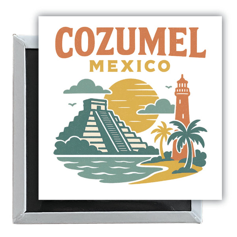 Cozumel Mexico Vintage Design Souvenir 2.5 x 2.5-Inch Fridge Magnet