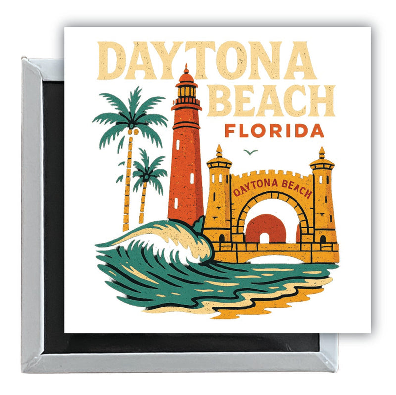 Daytona Beach Florida Vintage Design Souvenir 2.5 x 2.5-Inch Fridge Magnet