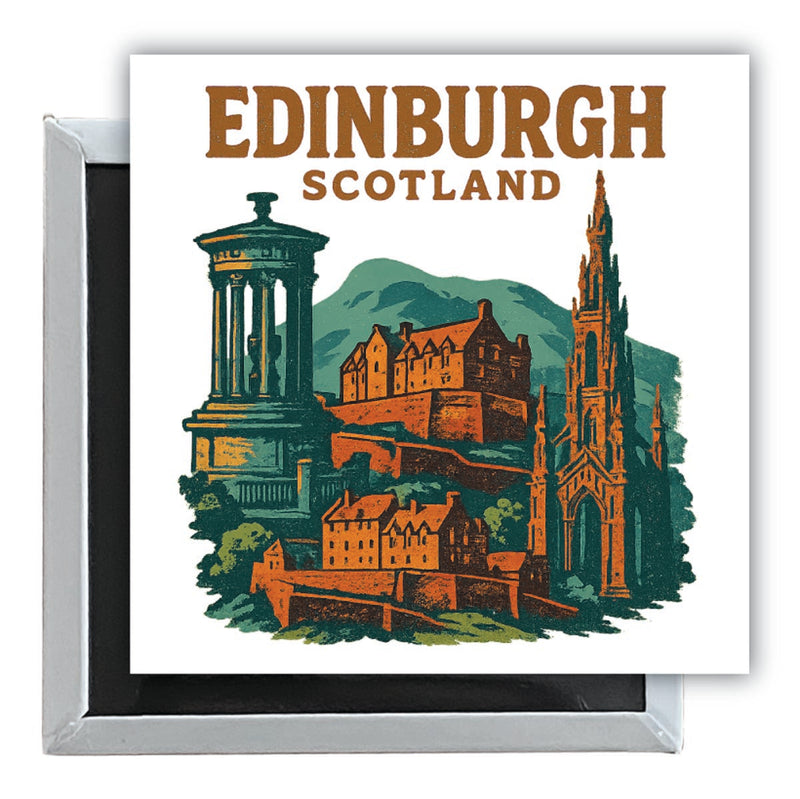 Edinburgh Scotland Vintage Design Souvenir 2.5 x 2.5-Inch Fridge Magnet