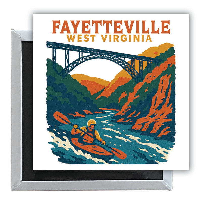 Fayetteville West Virginia Vintage Design Souvenir 2.5 x 2.5-Inch Fridge Magnet