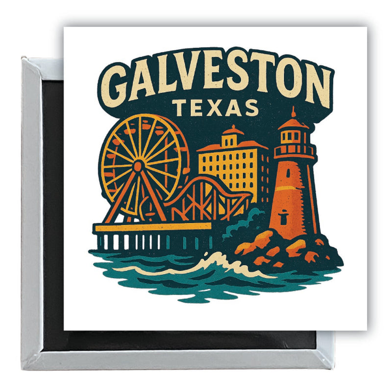 Galveston Texas Vintage Design Souvenir 2.5 x 2.5-Inch Fridge Magnet