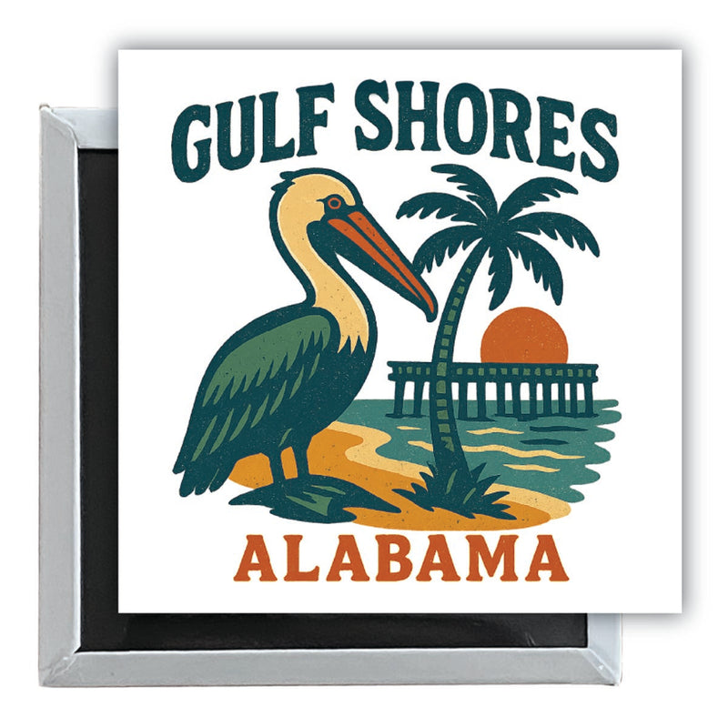 Gulf Shores Alabama Vintage Design Souvenir 2.5 x 2.5-Inch Fridge Magnet