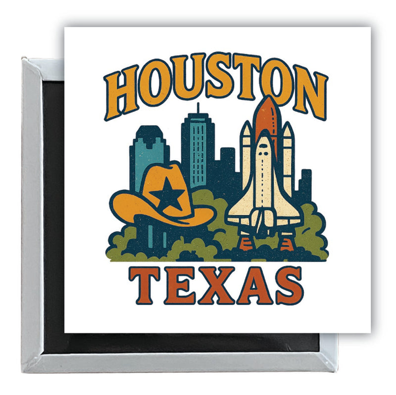 Houston Texas Vintage Design Souvenir 2.5 x 2.5-Inch Fridge Magnet