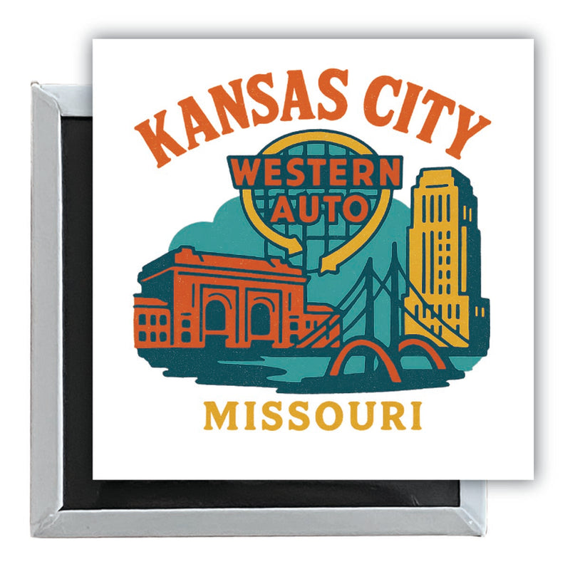 Kansas City Missouri Vintage Design Souvenir 2.5 x 2.5-Inch Fridge Magnet