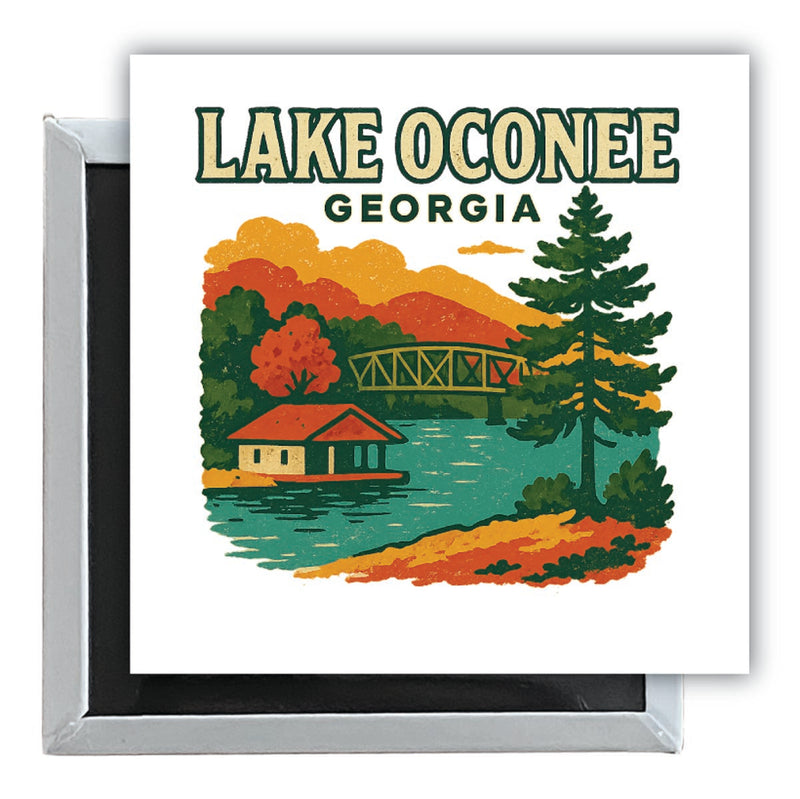 Lake Oconee Georgia Vintage Design Souvenir 2.5 x 2.5-Inch Fridge Magnet
