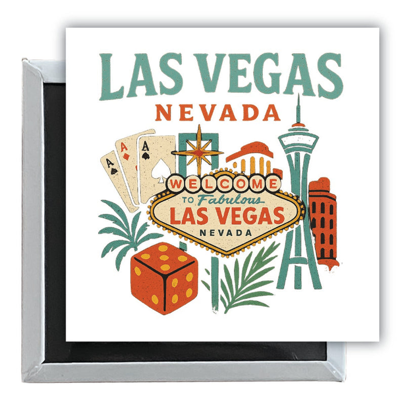 Las Vegas Nevada Vintage Design Souvenir 2.5 x 2.5-Inch Fridge Magnet
