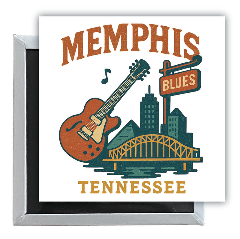 Memphis Tennessee Vintage Design Souvenir 2.5 x 2.5-Inch Fridge Magnet