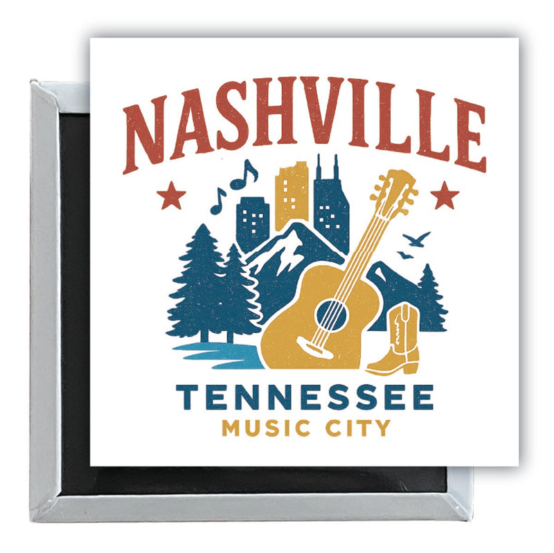 Nashville Tennessee Vintage Design Souvenir 2.5 x 2.5-Inch Fridge Magnet