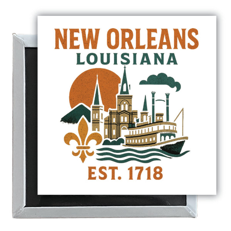 New Orleans Louisiana Vintage Design Souvenir 2.5 x 2.5-Inch Fridge Magnet