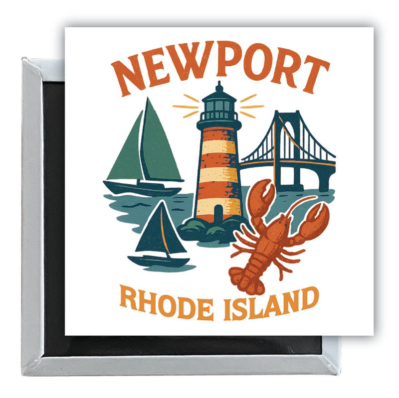 Newport Rhode Island Vintage Design Souvenir 2.5 x 2.5-Inch Fridge Magnet