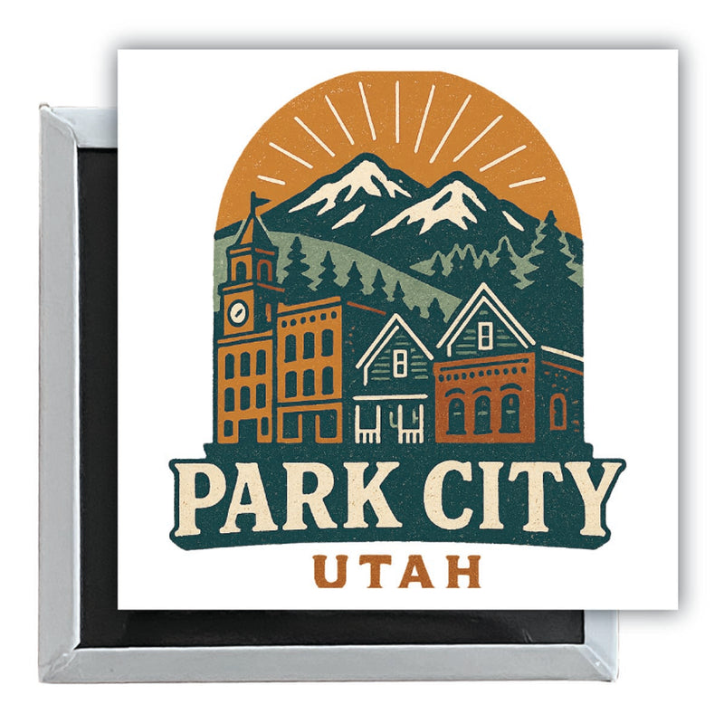Park City Utah Vintage Design Souvenir 2.5 x 2.5-Inch Fridge Magnet
