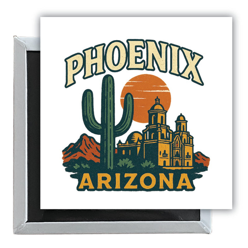 Phoenix Arizona Vintage Design Souvenir 2.5 x 2.5-Inch Fridge Magnet