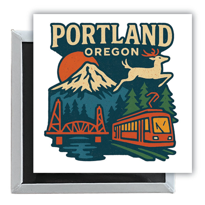 Portland Oregon Vintage Design Souvenir 2.5 x 2.5-Inch Fridge Magnet