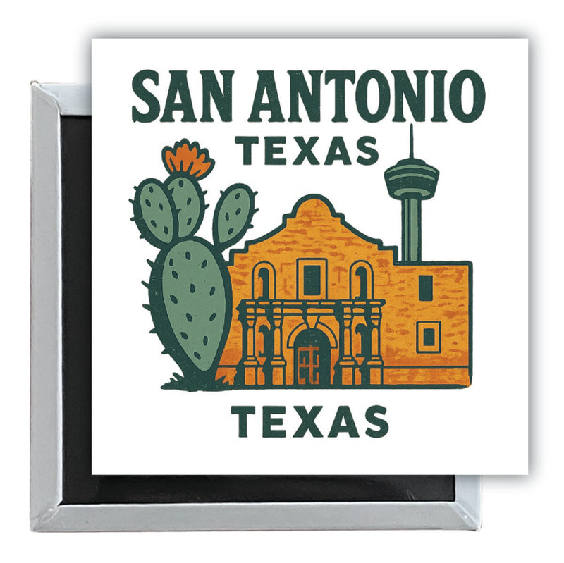 San Antonio Texas Vintage Design Souvenir 2.5 x 2.5-Inch Fridge Magnet