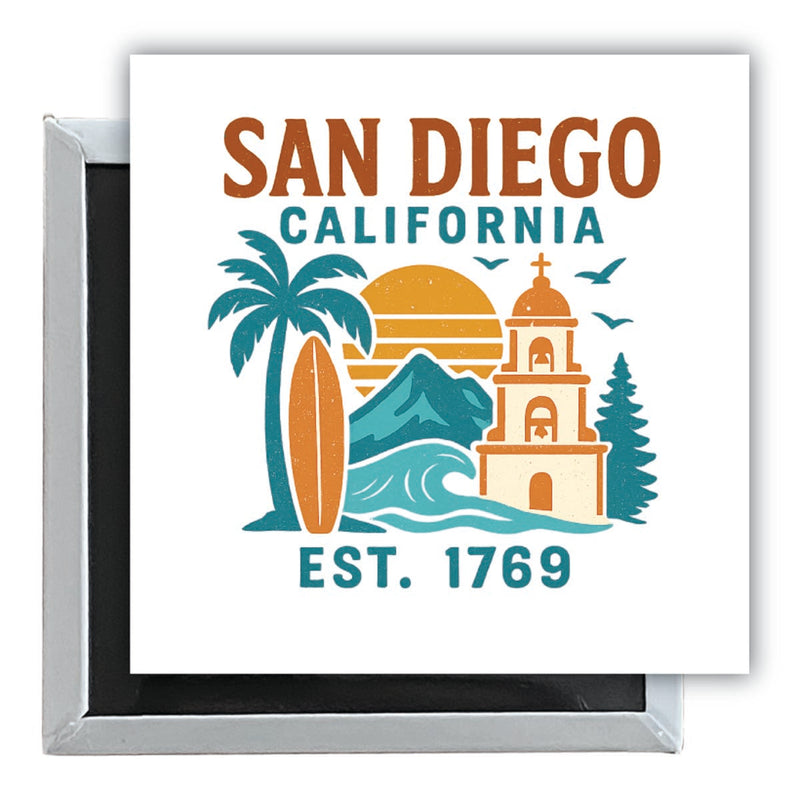 San Diego California Vintage Design Souvenir 2.5 x 2.5-Inch Fridge Magnet