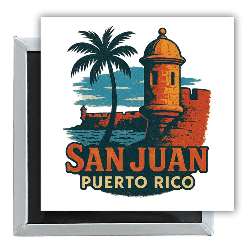 San Juan Puerto Rico Vintage Design Souvenir 2.5 x 2.5-Inch Fridge Magnet
