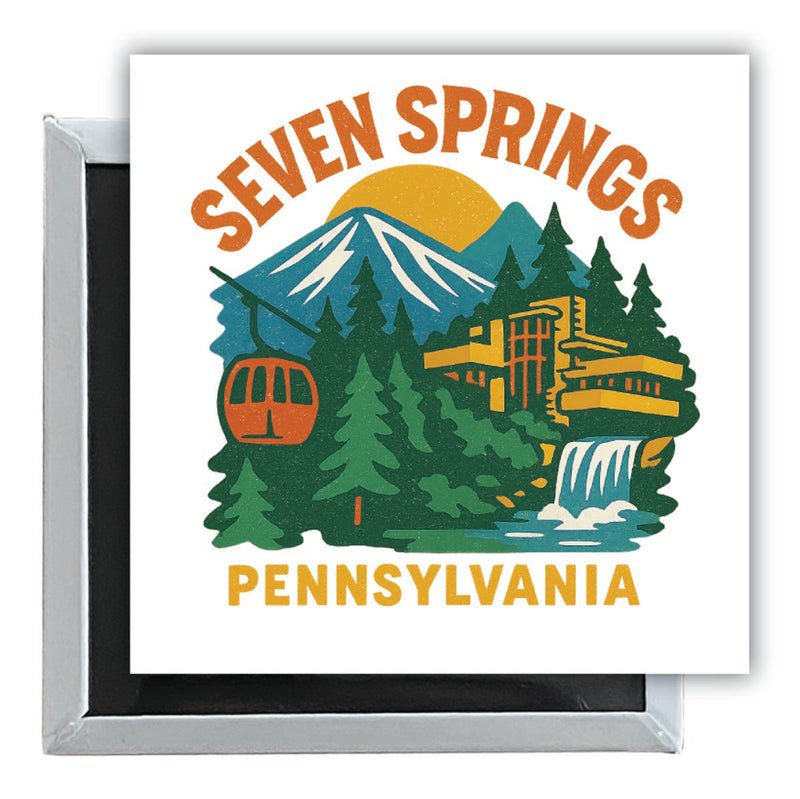 Seven Springs Pennsylvania Vintage Design Souvenir 2.5 x 2.5-Inch Fridge Magnet