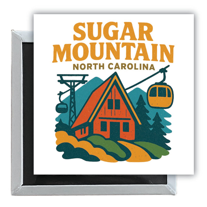 Sugar Mountain North Carolina Vintage Design Souvenir 2.5 x 2.5-Inch Fridge Magnet