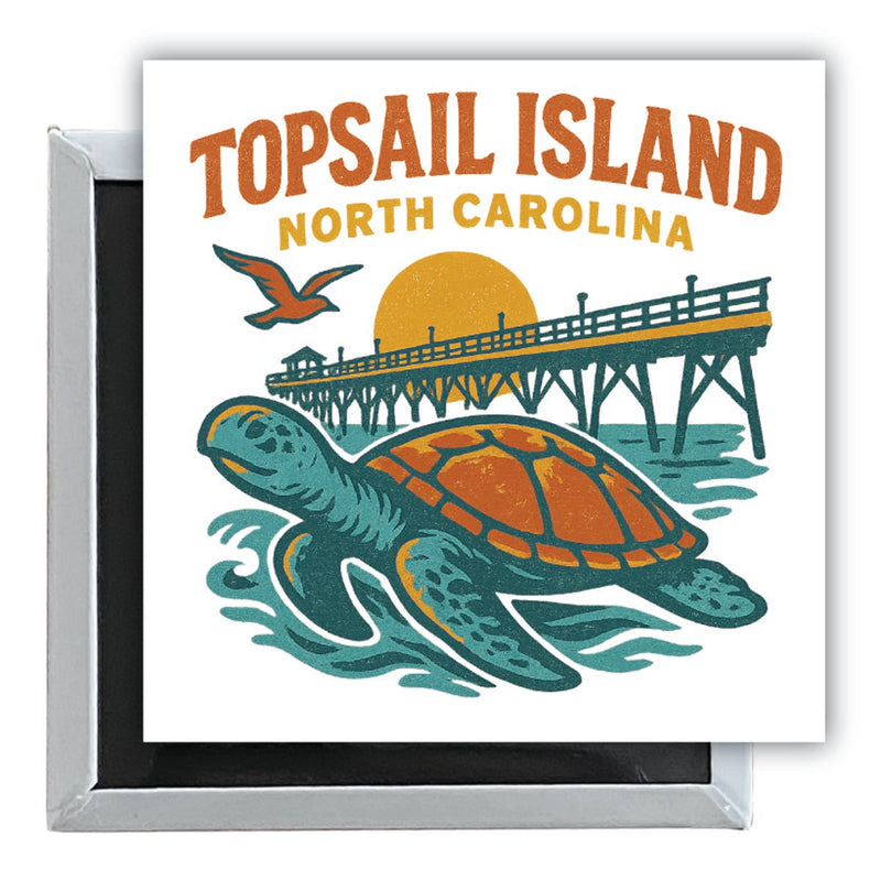 Topsail Island North Carolina Vintage Design Souvenir 2.5 x 2.5-Inch Fridge Magnet
