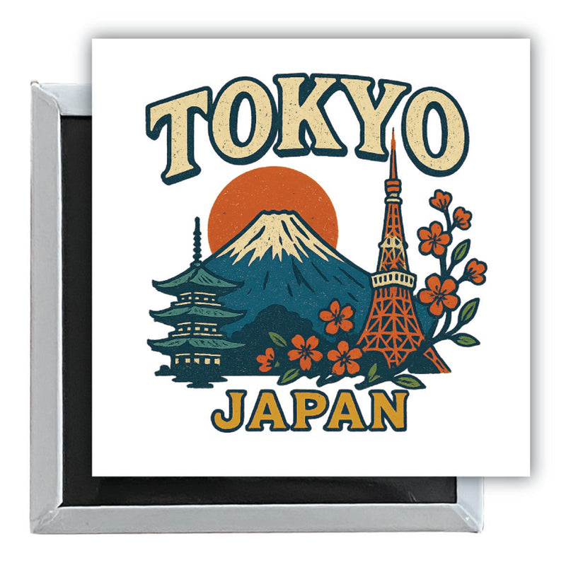 Tokyo Japan Vintage Design Souvenir 2.5 x 2.5-Inch Fridge Magnet