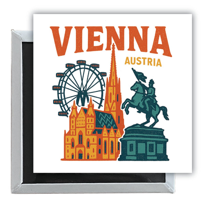 Vienna Austria Vintage Design Souvenir 2.5 x 2.5-Inch Fridge Magnet