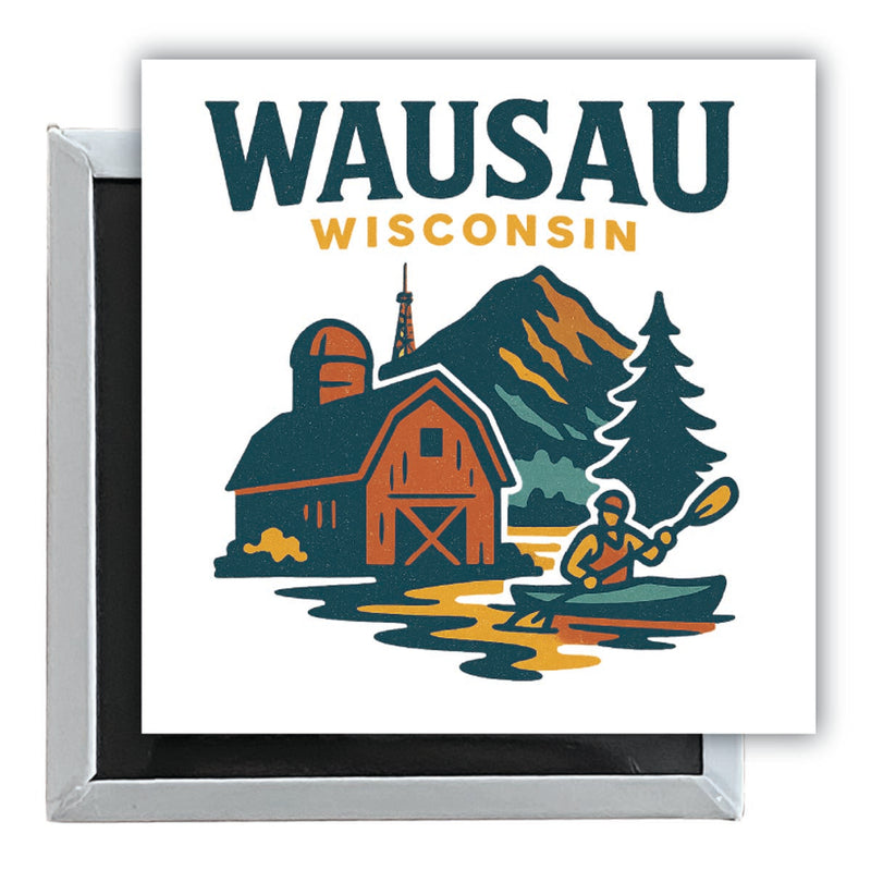 Wausau Wisconsin Vintage Design Souvenir 2.5 x 2.5-Inch Fridge Magnet