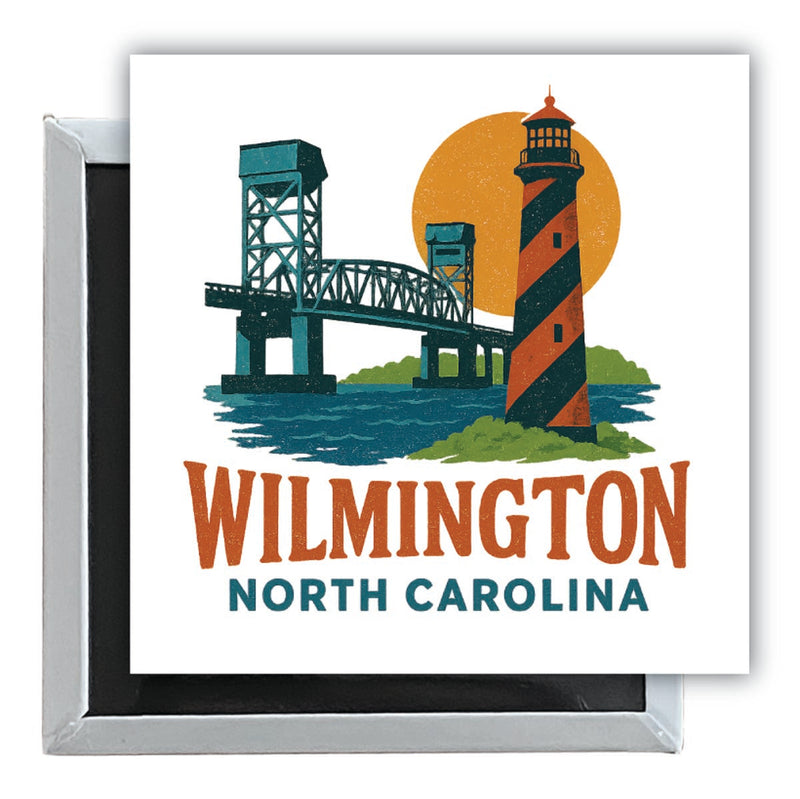 Wilmington North Carolina Vintage Design Souvenir 2.5 x 2.5-Inch Fridge Magnet